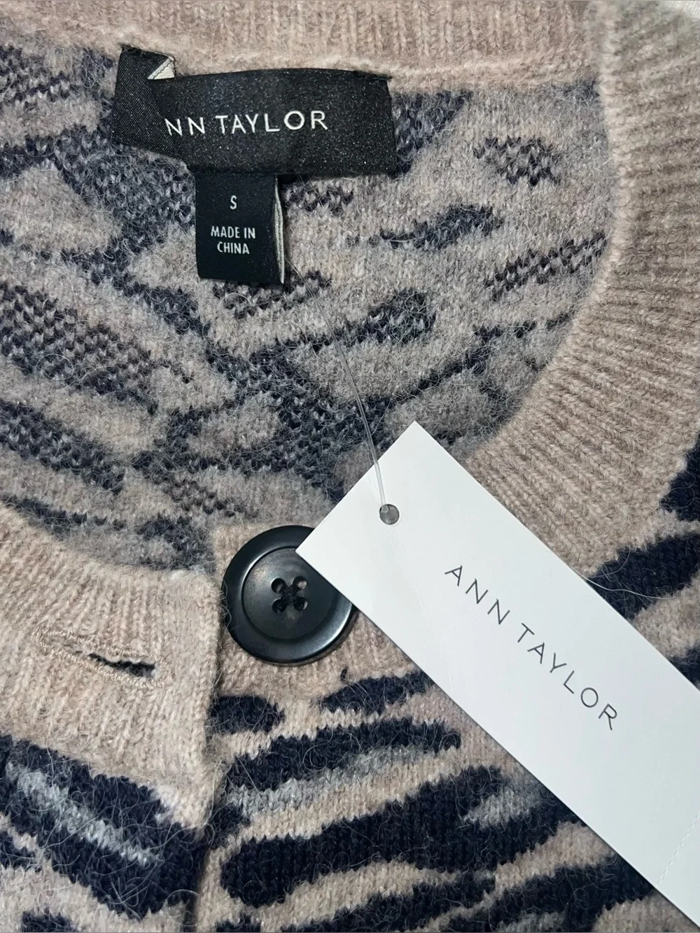 Ann Taylor NWT Merino Wool Alpaca Blend Leopard Button Down Sweater Cardigan SM